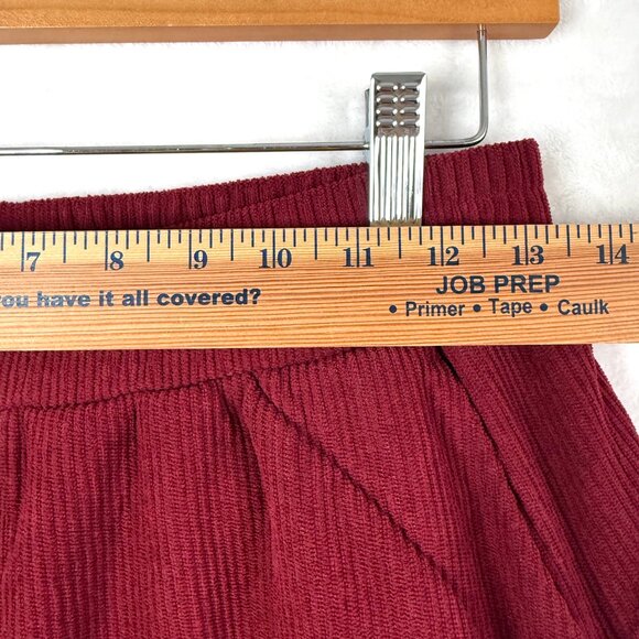 Halara Corduroy Wide Leg Elastic Waist Pull On Pants Womens S Red Burgundy NEW - Picture 5 of 8